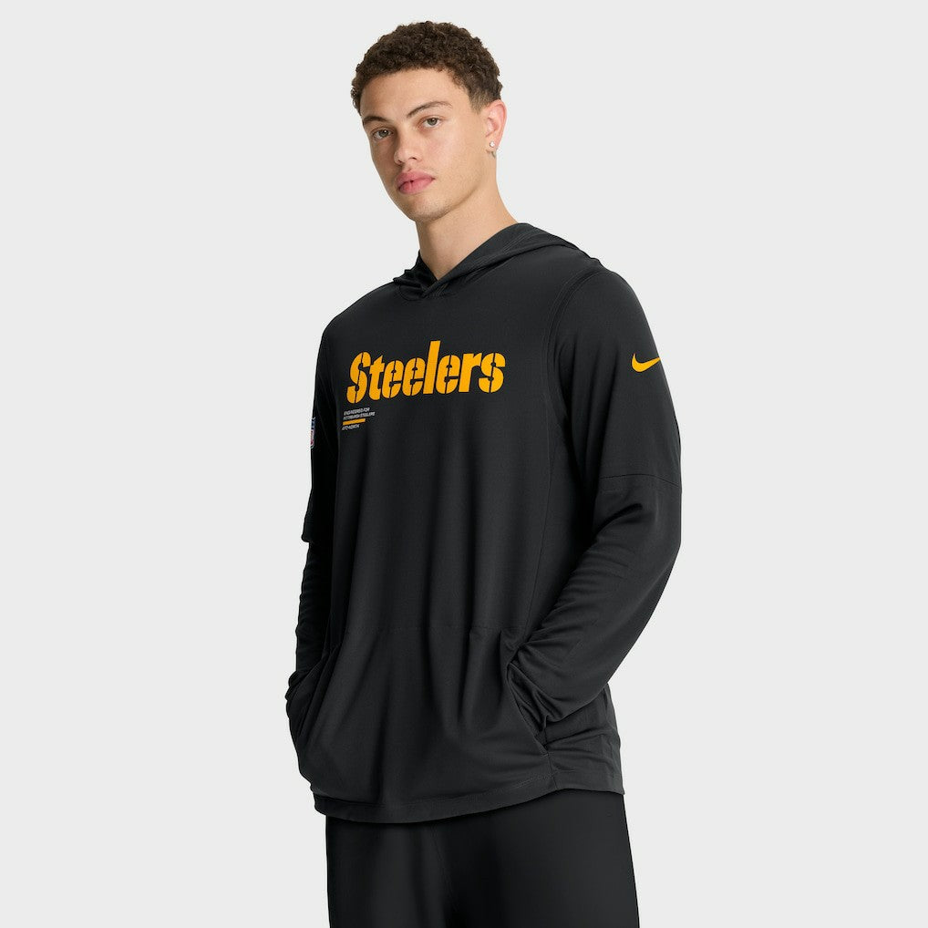 Pittsburgh Steelers Sideline Pure Fury Performance Long Sleeve Hoodie T-Shirt - Black on sale