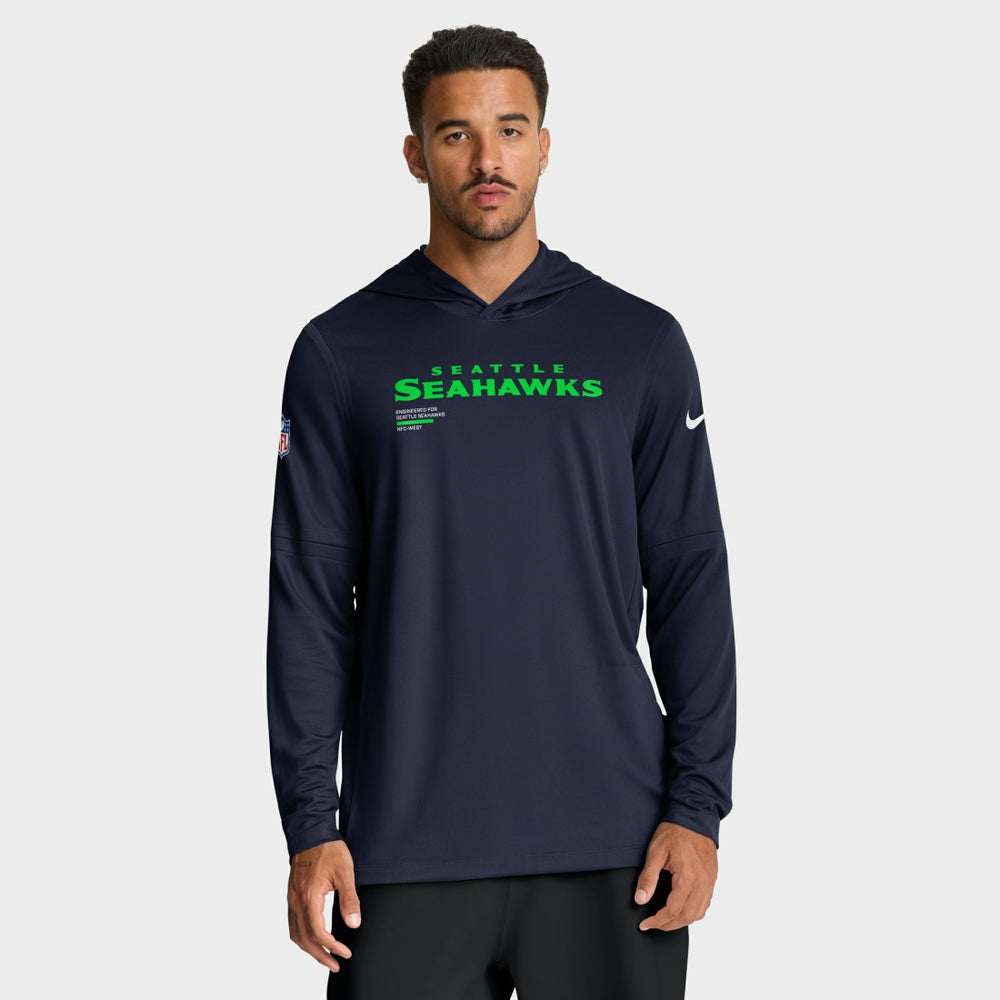 Seattle Seahawks Sideline Pure Fury Performance Long Sleeve Hoodie T-Shirt - College Navy cheap