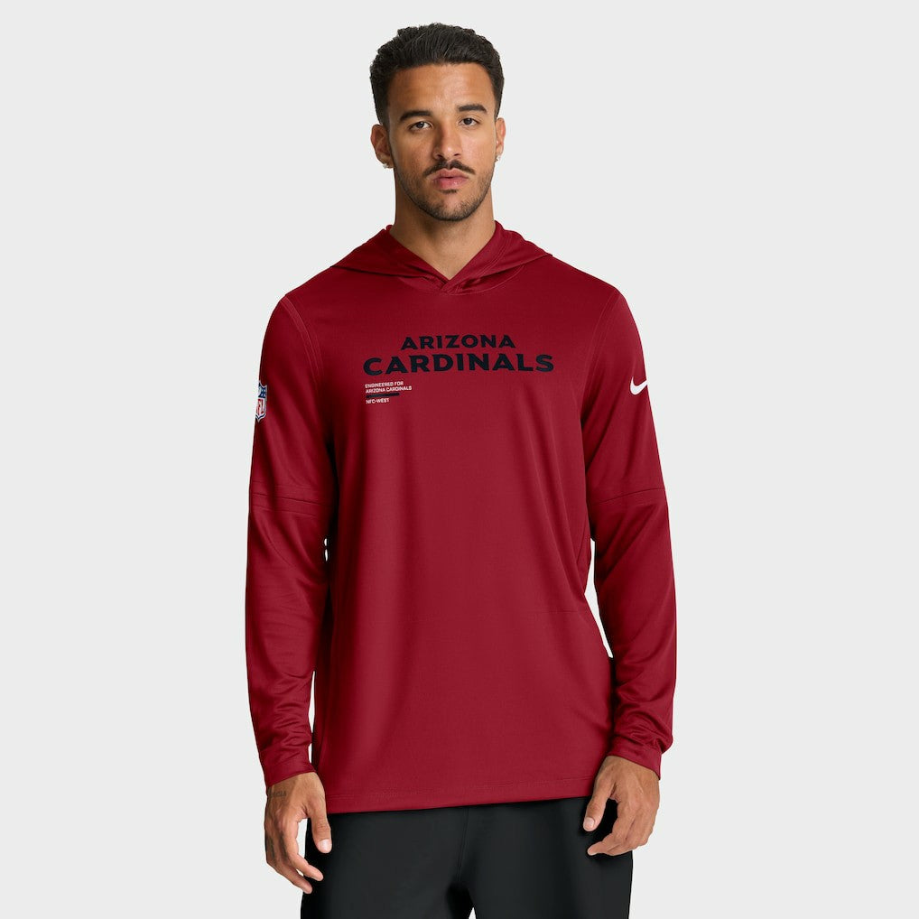 Arizona Cardinals Sideline Pure Fury Performance Long Sleeve Hoodie T-Shirt - Cardinal sale