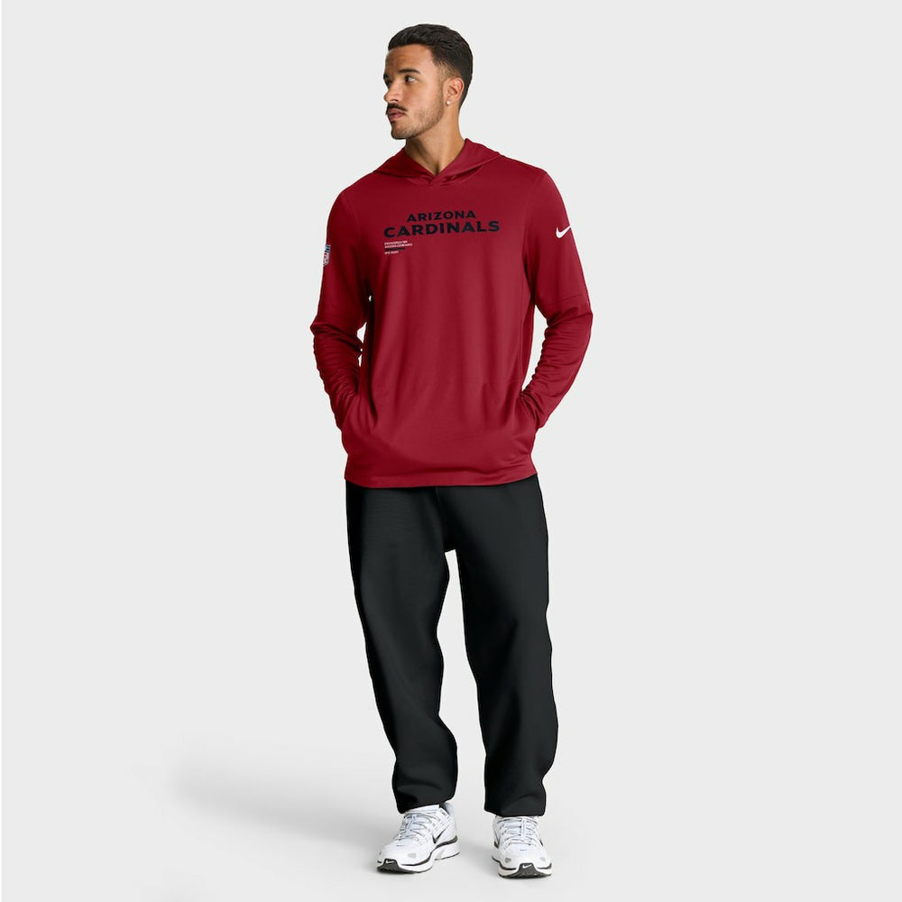 Arizona Cardinals Sideline Pure Fury Performance Long Sleeve Hoodie T-Shirt - Cardinal sale