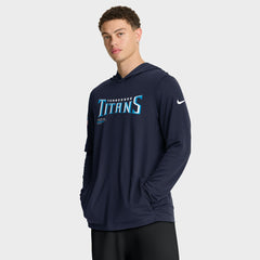 Tennessee Titans Sideline Pure Fury Performance Long Sleeve Hoodie T-Shirt - Navy sale