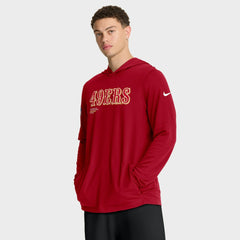San Francisco 49ers Sideline Pure Fury Performance Long Sleeve Hoodie T-Shirt - Scarlet cheap