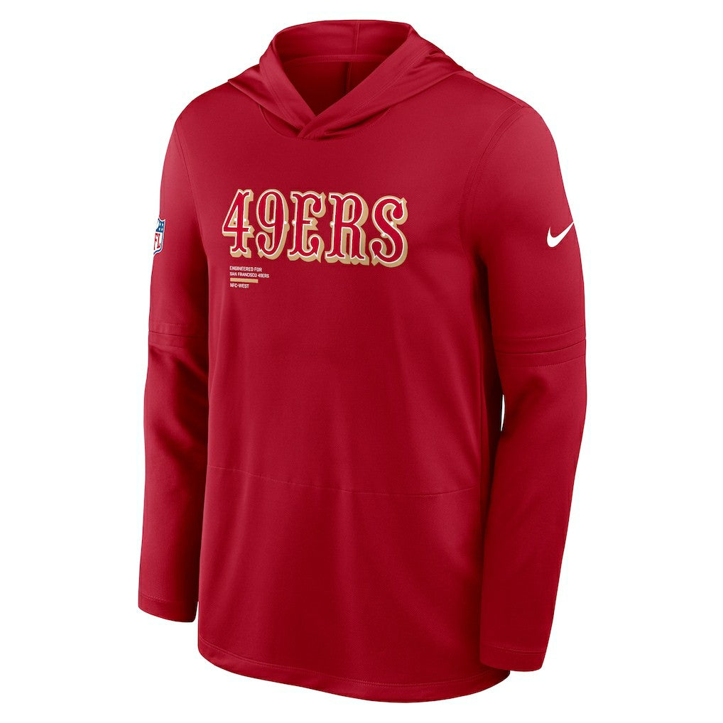 San Francisco 49ers Sideline Pure Fury Performance Long Sleeve Hoodie T-Shirt - Scarlet cheap