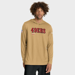 San Francisco 49ers Sideline Pure Fury Performance Long Sleeve Hoodie T-Shirt - Gold online