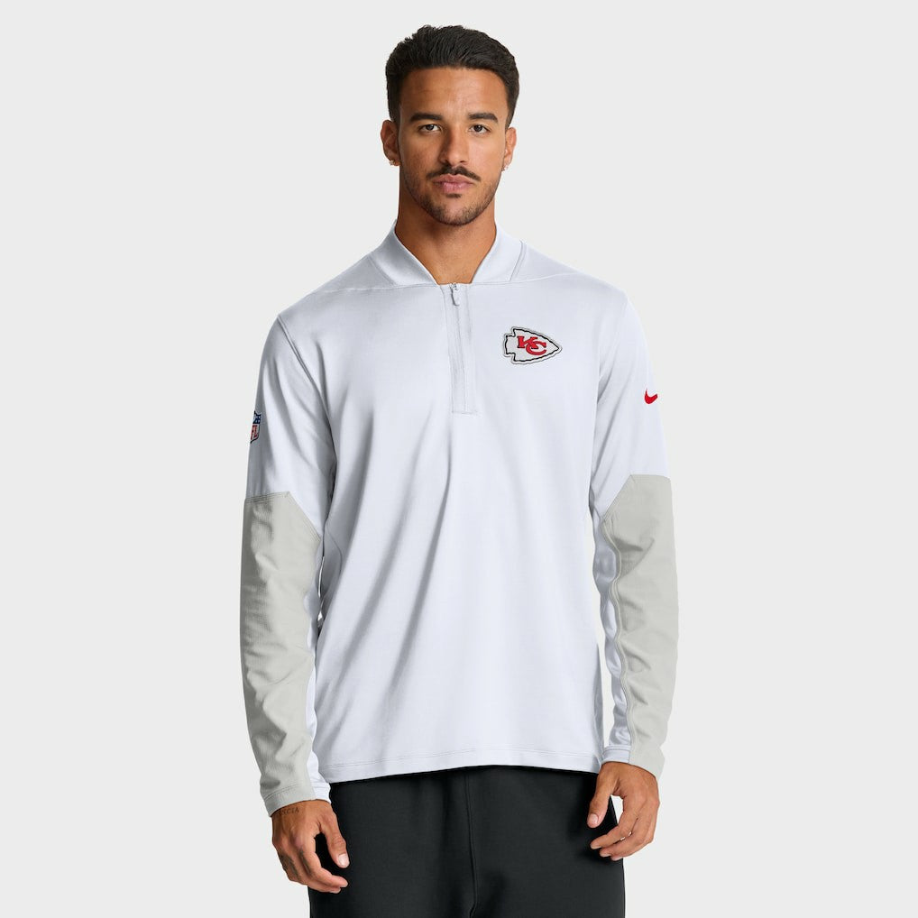 Kansas City Chiefs Sideline Dri-FIT Half-Zip Pullover - White sale