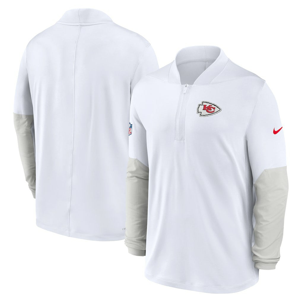 Kansas City Chiefs Sideline Dri-FIT Half-Zip Pullover - White sale