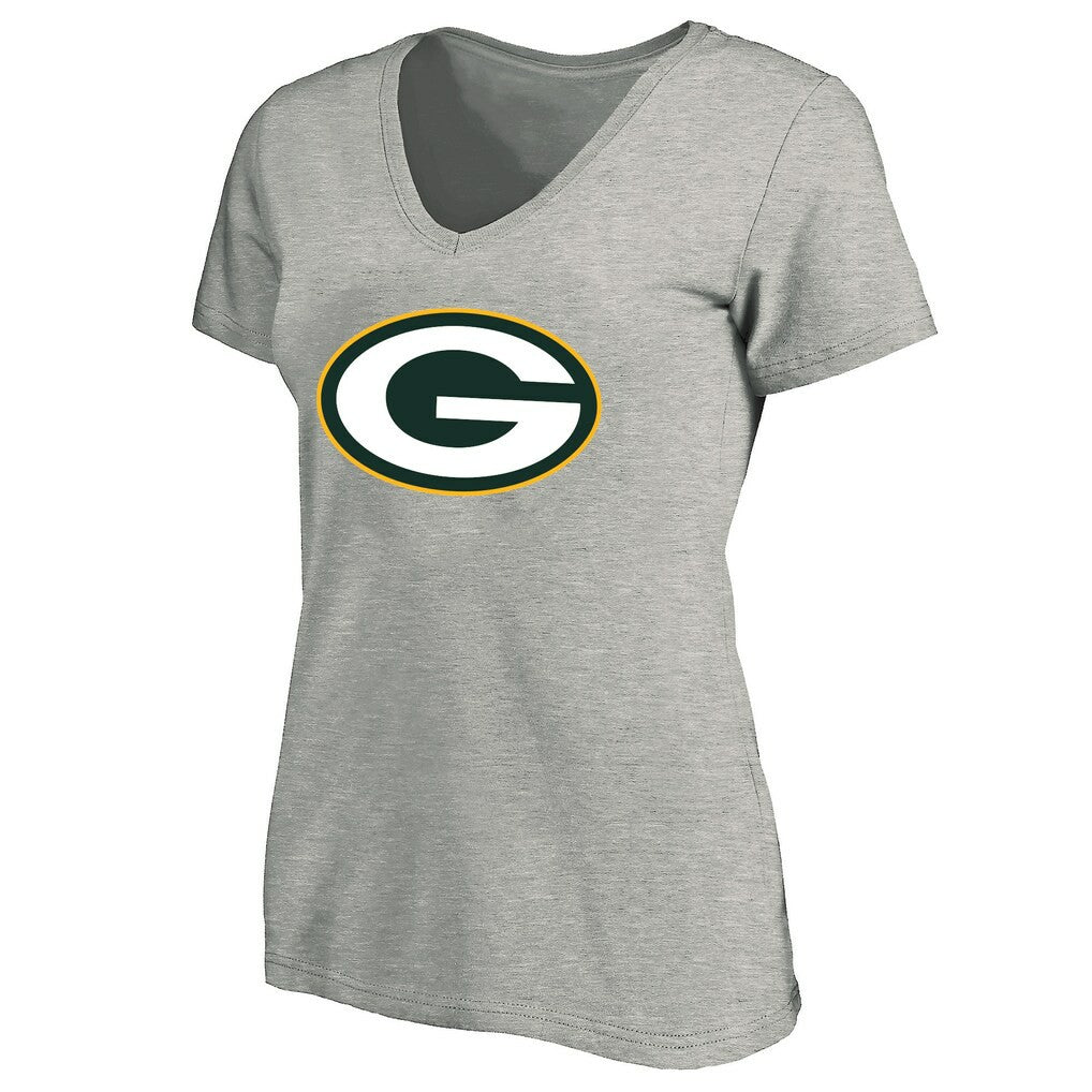 Green Bay Packers Women's Plus Size V-Neck T-Shirt - Heather Gray for sale