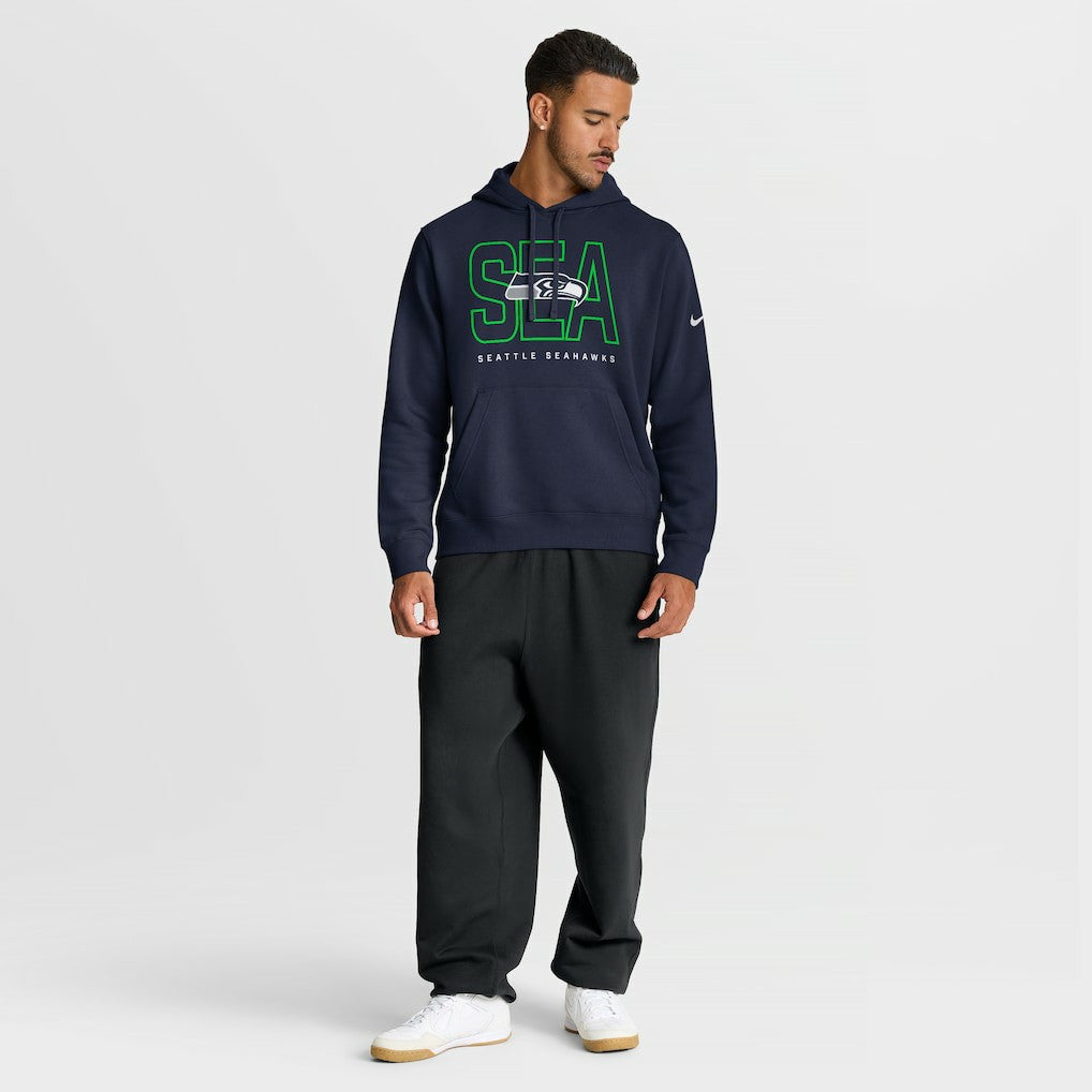 Seattle Seahawks Busted Play Club Fleece Pullover Hoodie - College Navy cheap