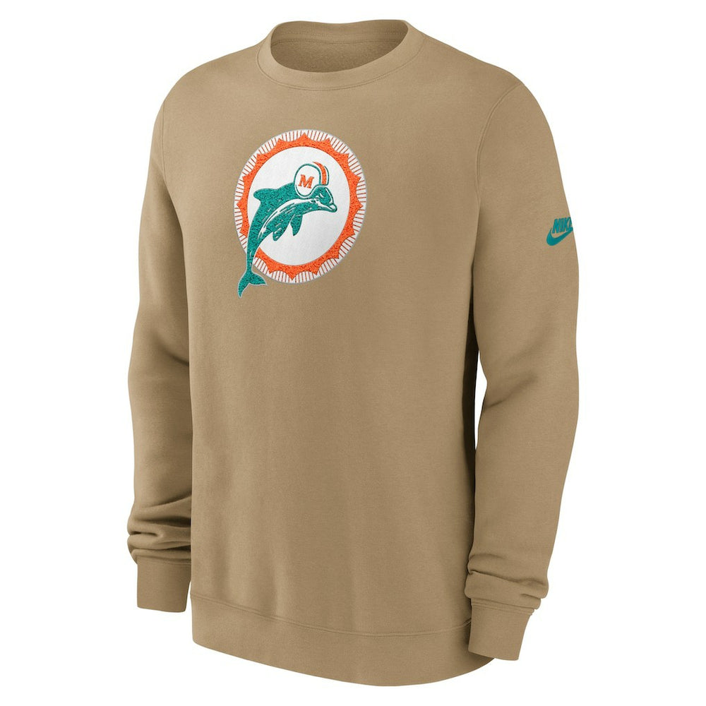 Miami Dolphins Swing Pass Rewind Club Pullover Sweatshirt - Tan on sale