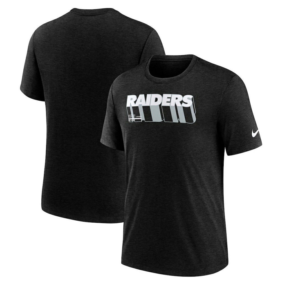 Las Vegas Raiders Long Pass Tri-Blend T-Shirt - Heather Black for sale