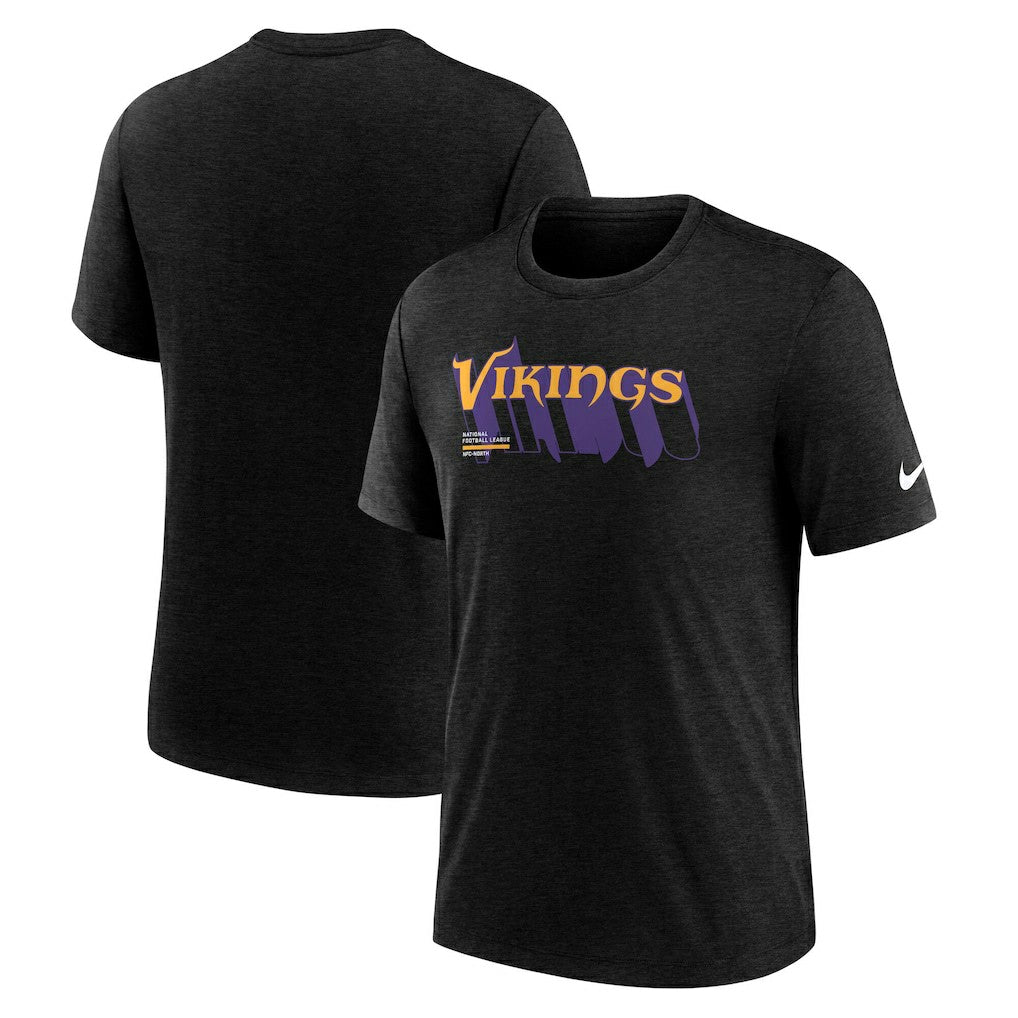Minnesota Vikings Long Pass Tri-Blend T-Shirt - Heather Black outlet