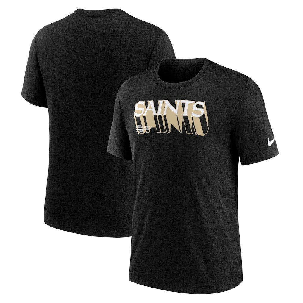 New Orleans Saints Long Pass Tri-Blend T-Shirt - Heather Black online