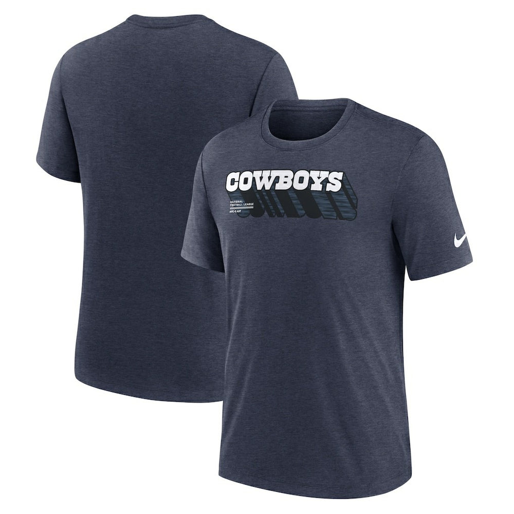 Dallas Cowboys Long Pass Tri-Blend T-Shirt - Heather Navy online