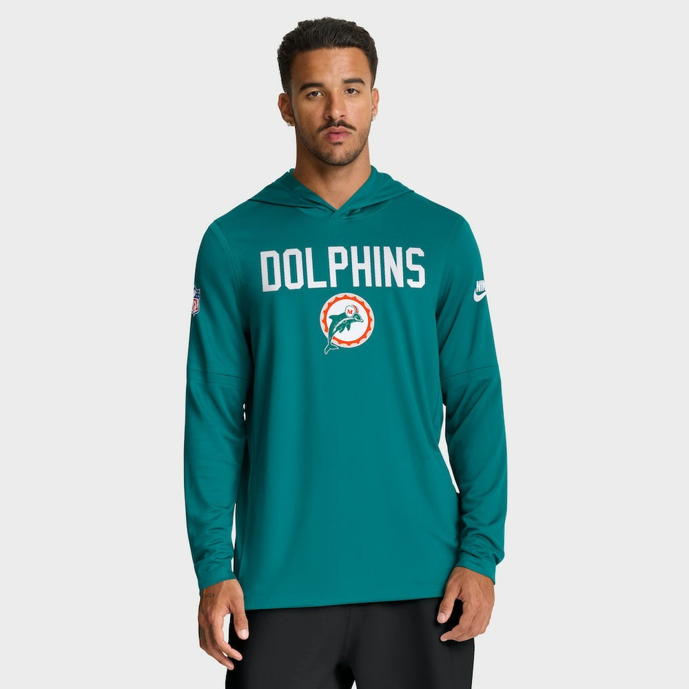 Miami Dolphins Big & Tall Alt Pack Dri-FIT Long Sleeve Hoodie T-Shirt  - Aqua discount
