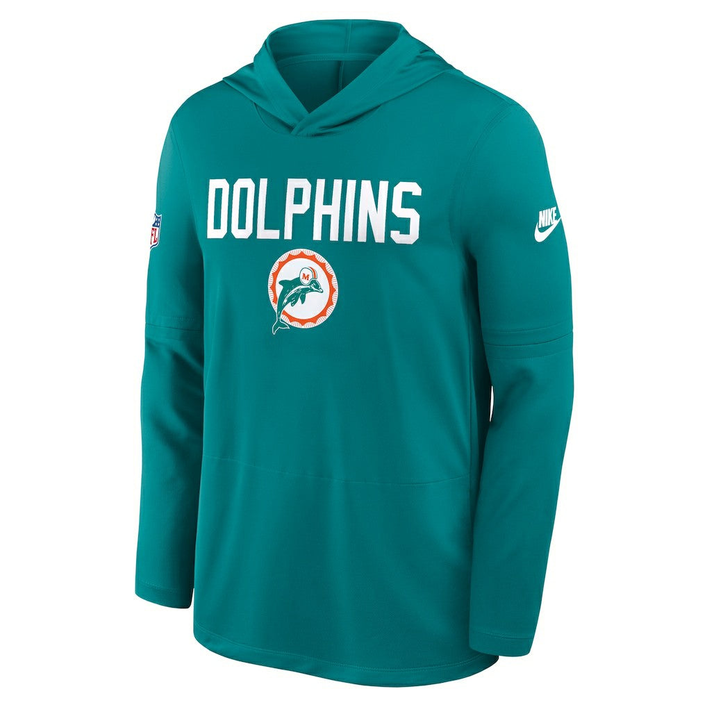 Miami Dolphins Big & Tall Alt Pack Dri-FIT Long Sleeve Hoodie T-Shirt  - Aqua discount