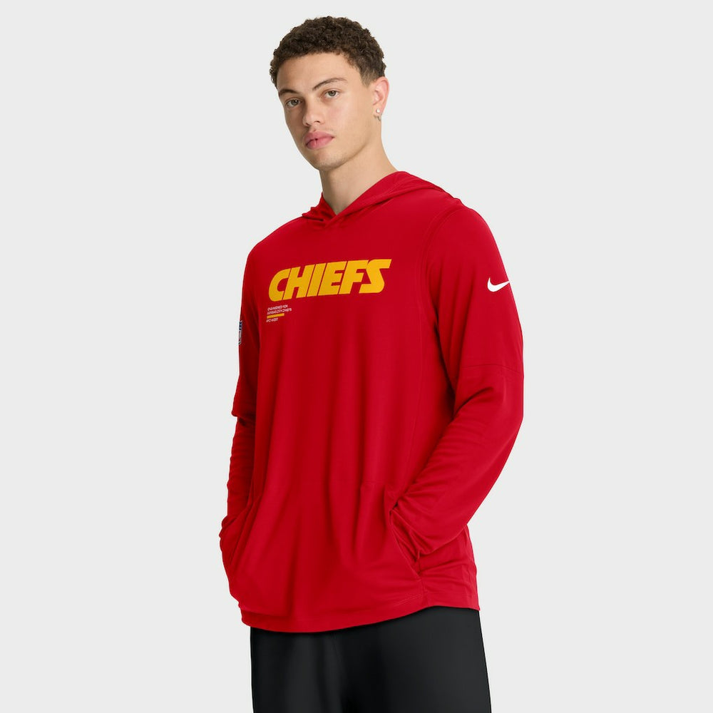Kansas City Chiefs Big & Tall Sideline Dri-FIT Long Sleeve Hoodie T-Shirt - Red online