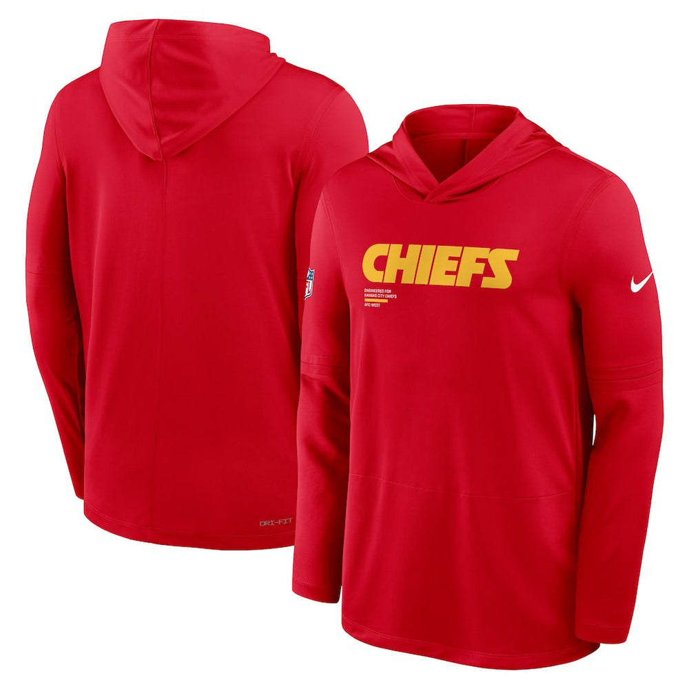 Kansas City Chiefs Big & Tall Sideline Dri-FIT Long Sleeve Hoodie T-Shirt - Red online