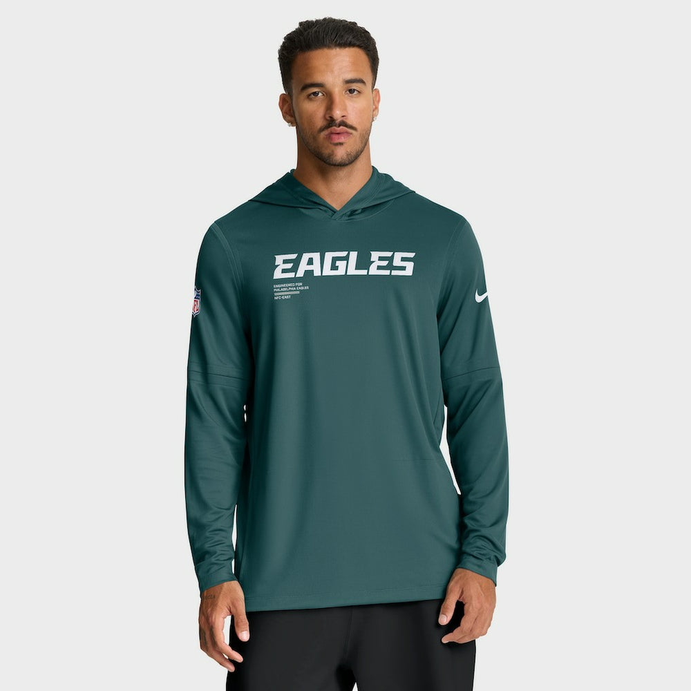 Philadelphia Eagles Big & Tall Sideline Dri-FIT Long Sleeve Hoodie T-Shirt - Midnight Green discount
