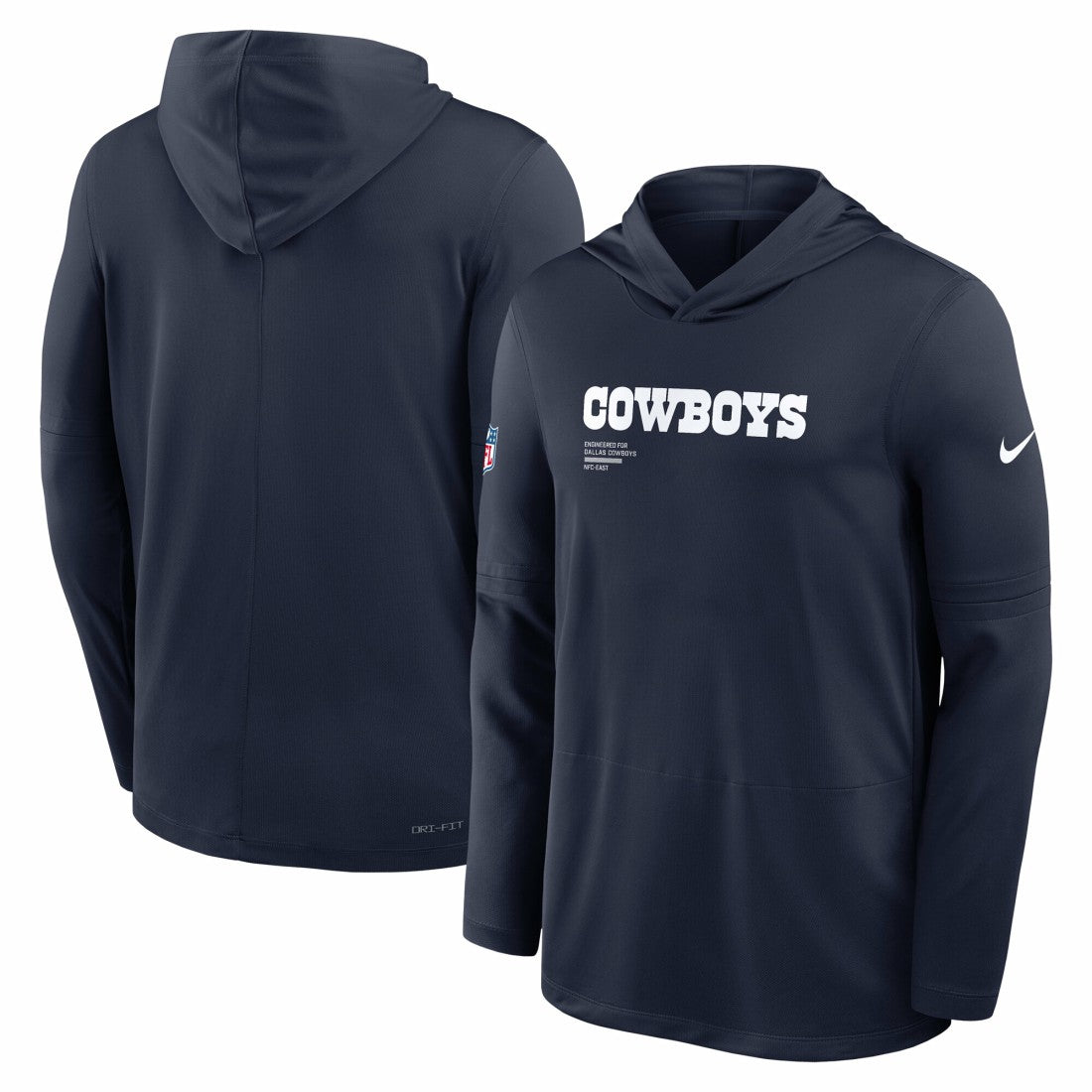Dallas Cowboys Big & Tall Sideline Dri-FIT Long Sleeve Hoodie T-Shirt - Navy for sale