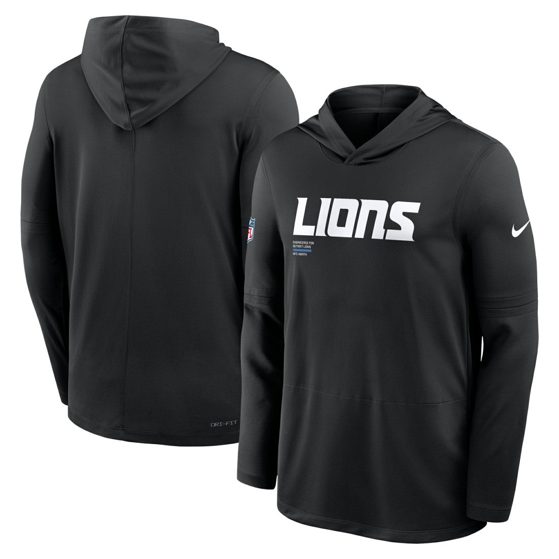 Detroit Lions Big & Tall Sideline Dri-FIT Long Sleeve Hoodie T-Shirt - Black online