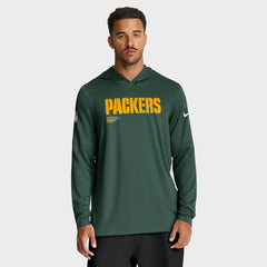 Green Bay Packers Big & Tall Sideline Dri-FIT Long Sleeve Hoodie T-Shirt - Green cheap