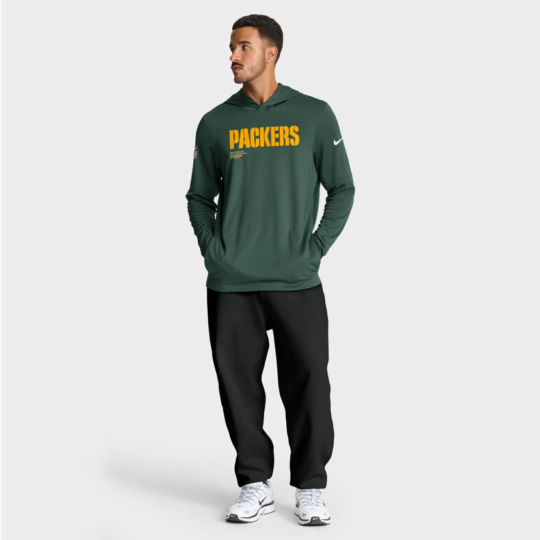 Green Bay Packers Big & Tall Sideline Dri-FIT Long Sleeve Hoodie T-Shirt - Green cheap