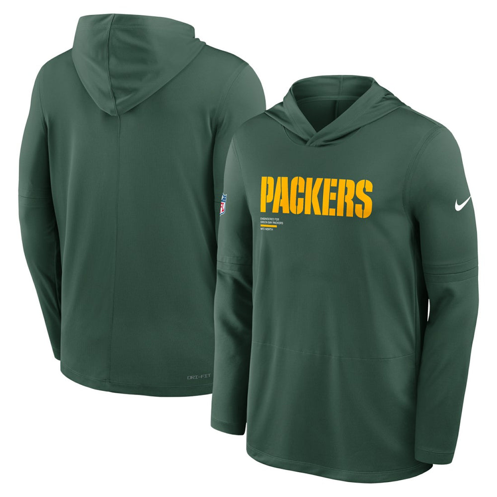 Green Bay Packers Big & Tall Sideline Dri-FIT Long Sleeve Hoodie T-Shirt - Green cheap