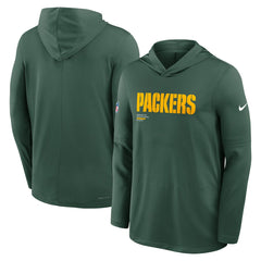 Green Bay Packers Big & Tall Sideline Dri-FIT Long Sleeve Hoodie T-Shirt - Green cheap