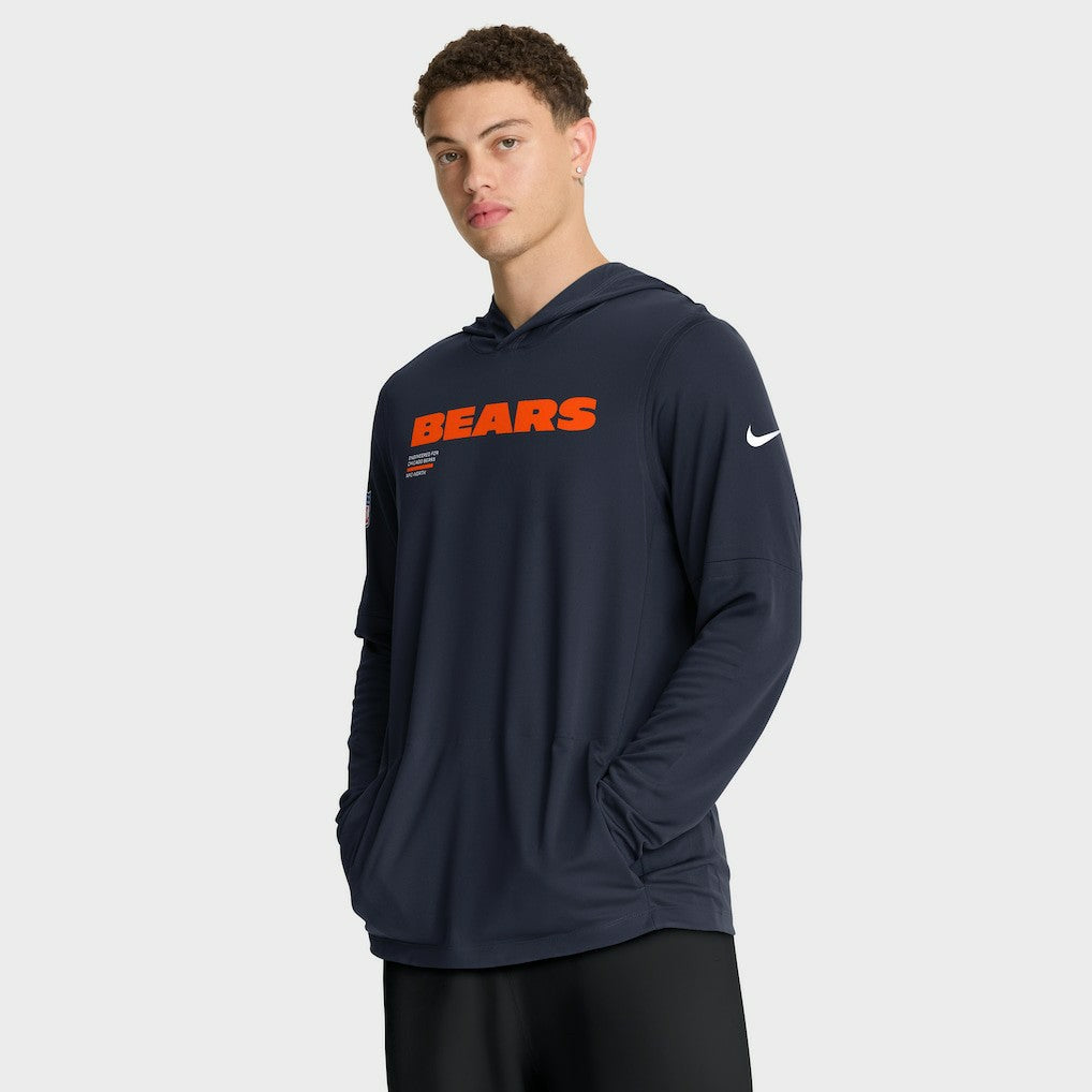 Chicago Bears Big & Tall Sideline Dri-FIT Long Sleeve Hoodie T-Shirt - Navy cheap