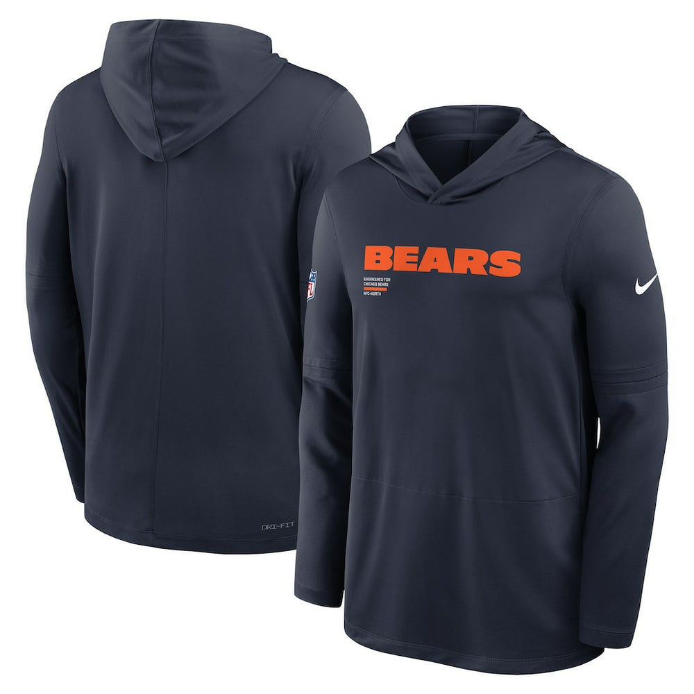 Chicago Bears Big & Tall Sideline Dri-FIT Long Sleeve Hoodie T-Shirt - Navy cheap