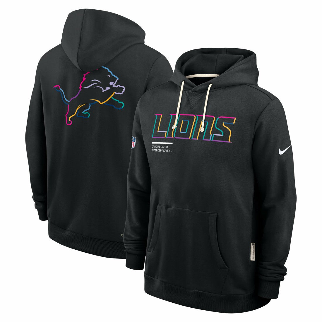 Detroit Lions Tall 2025 NFL Crucial Catch Sideline Standard Issue Dri-FIT Hoodie - Black discount