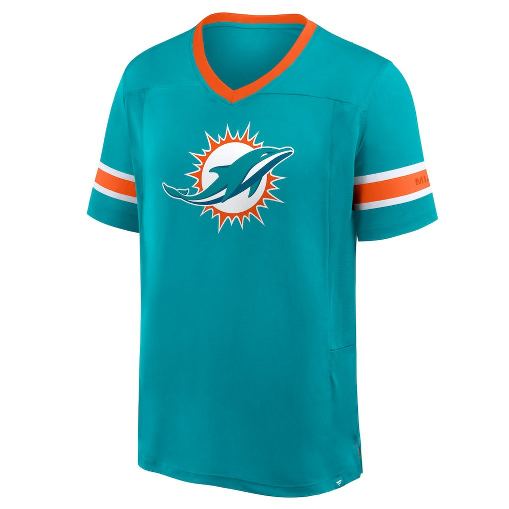 Miami Dolphins Hometown Premium Hashmark V-Neck T-Shirt - Aqua on sale