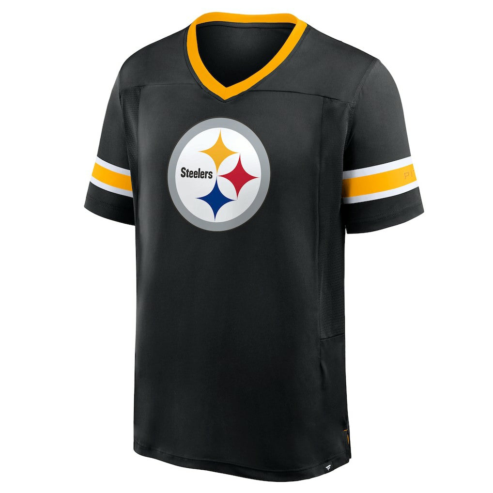 Pittsburgh Steelers Hometown Premium Hashmark V-Neck T-Shirt - Black on sale