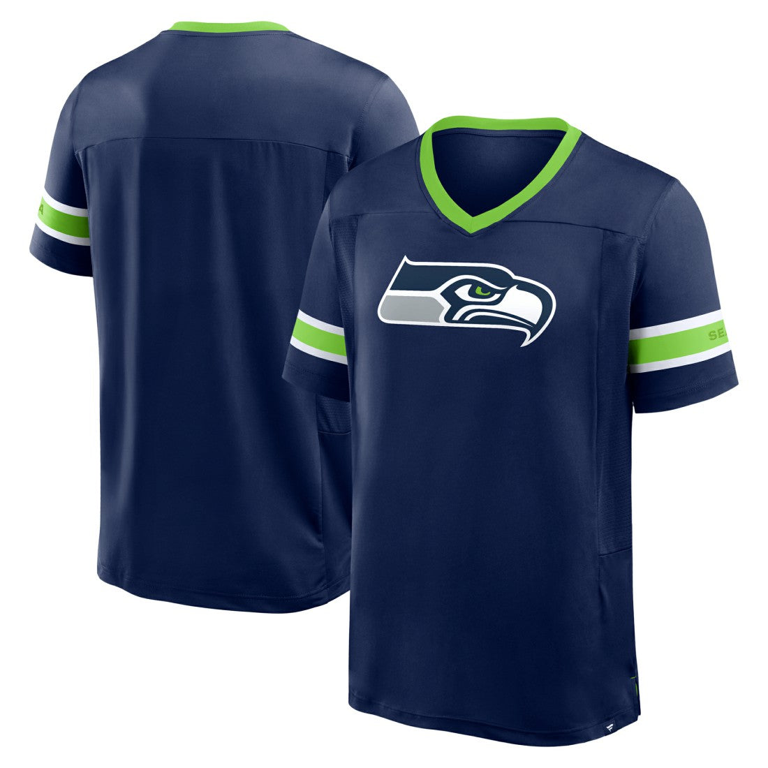 Seattle Seahawks Hometown Premium Hashmark V-Neck T-Shirt - College Navy for sale