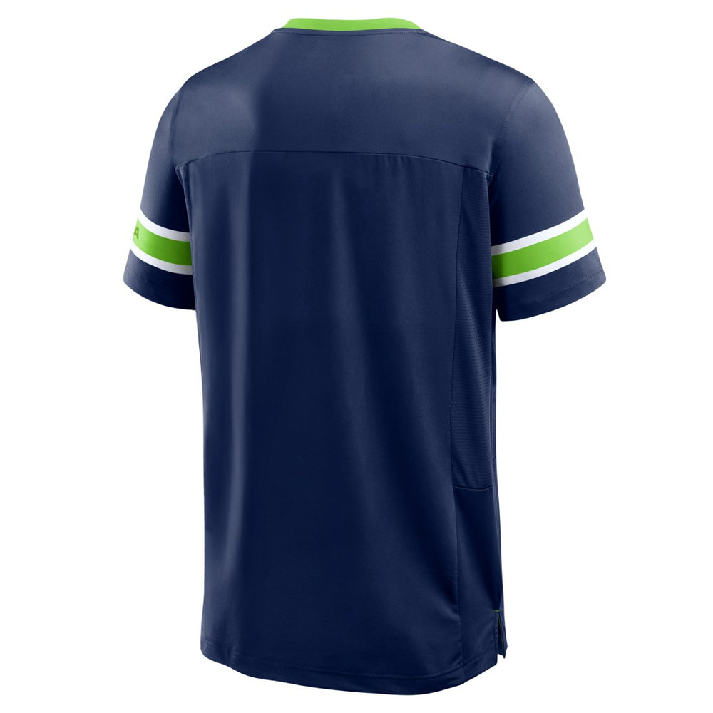 Seattle Seahawks Hometown Premium Hashmark V-Neck T-Shirt - College Navy for sale