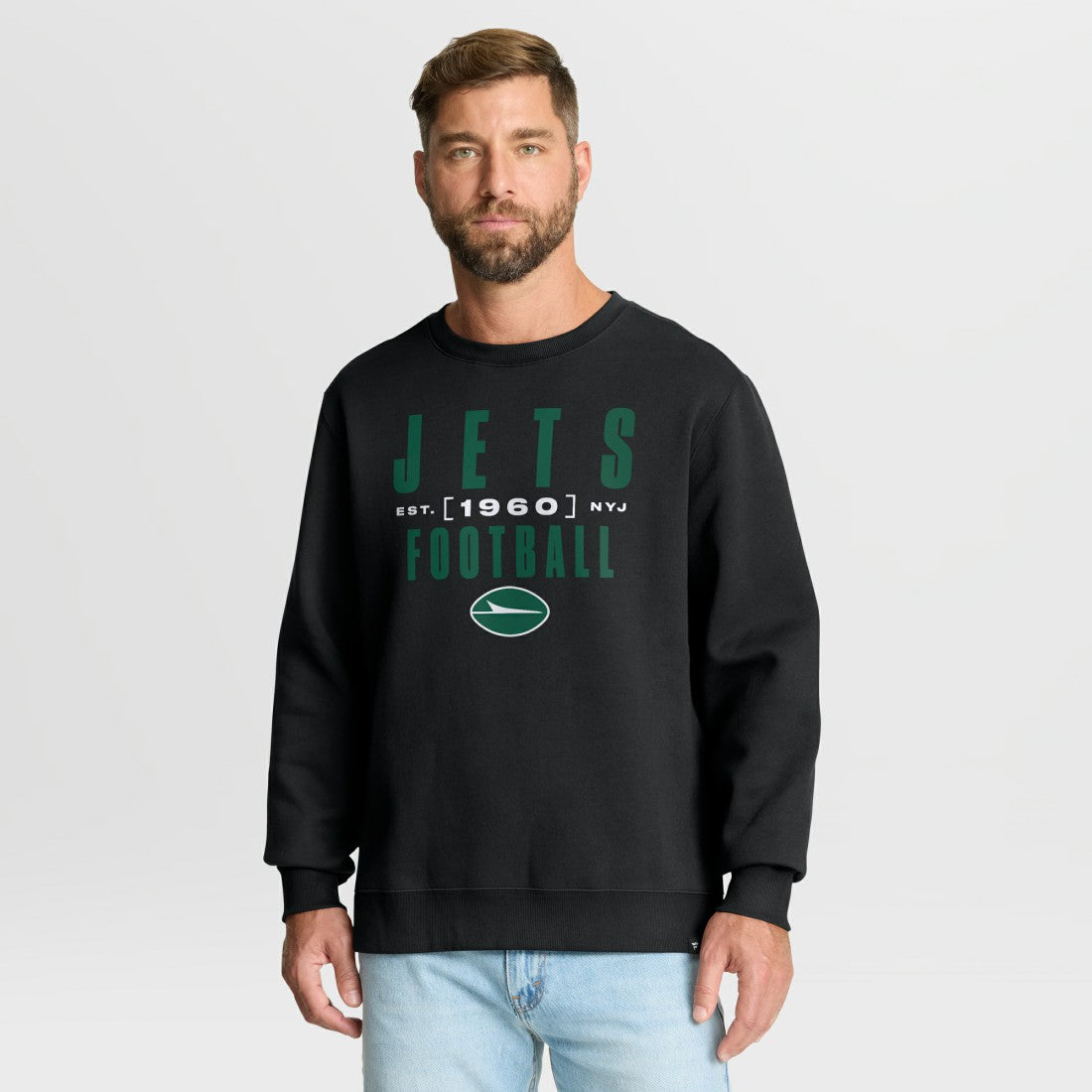 New York Jets Powerful Throw Legacy Pullover Sweatshirt - Black for sale