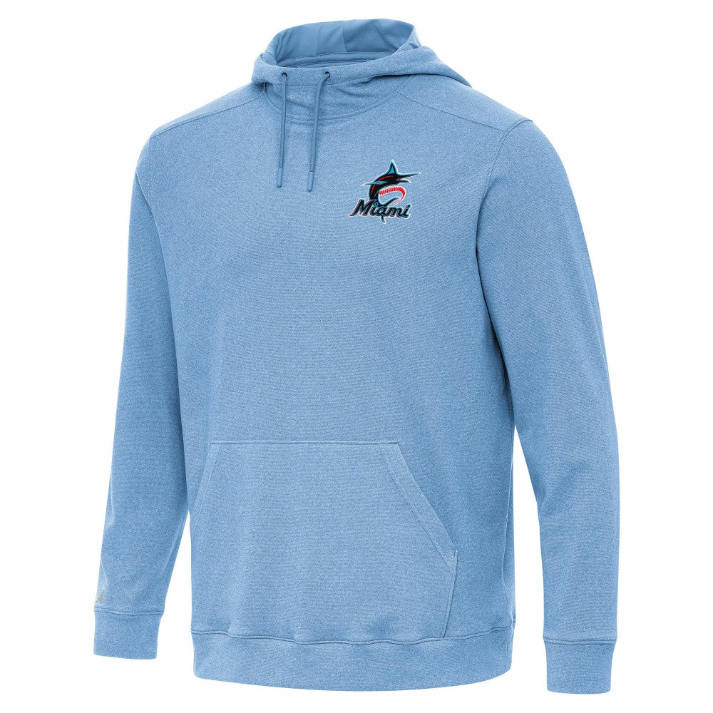 Miami Marlins Antigua Cloud Pullover Hoodie Heather Powder Blue