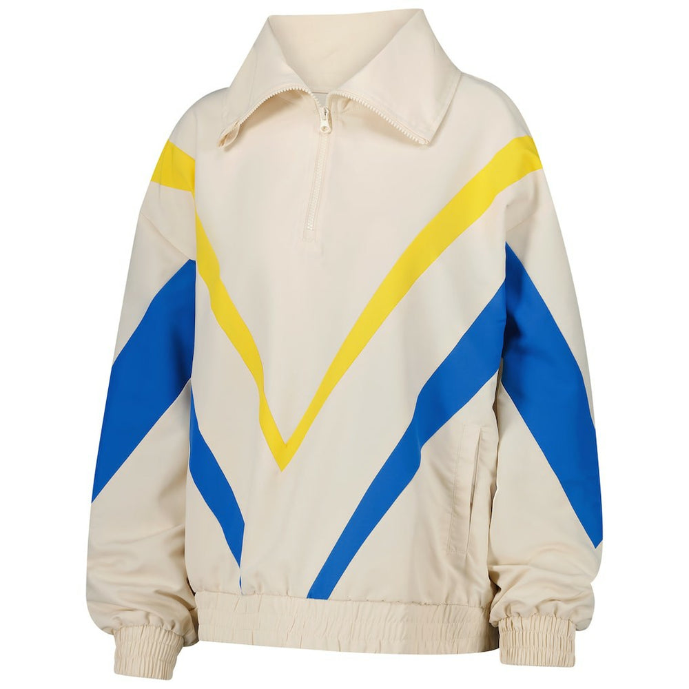 Golden State Warriors Terez Women's Retro Chevron Ripstop Quarter-Zip Windbreaker Jacket sale - White for sale