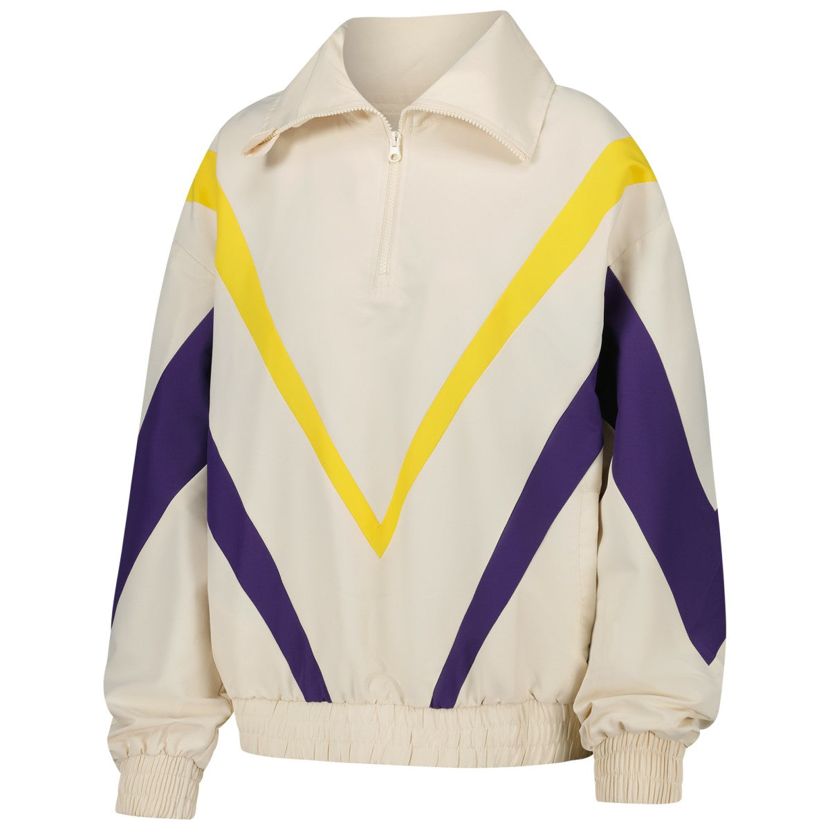 Los Angeles Lakers Terez Women's Retro Chevron Ripstop Quarter-Zip Windbreaker Jacket - White online