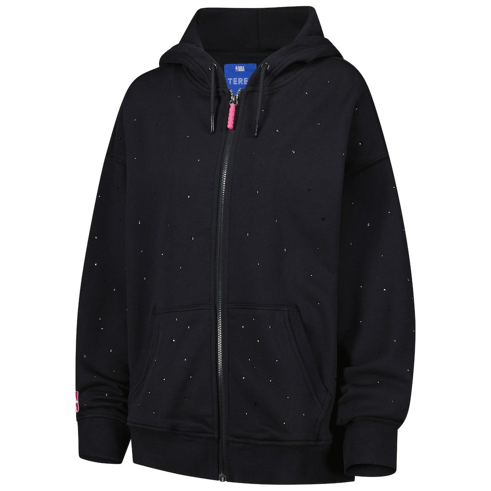 Golden State Warriors Terez Women's Oversized Allover Gemstone Full-Zip Hoodie sale - Black on sale