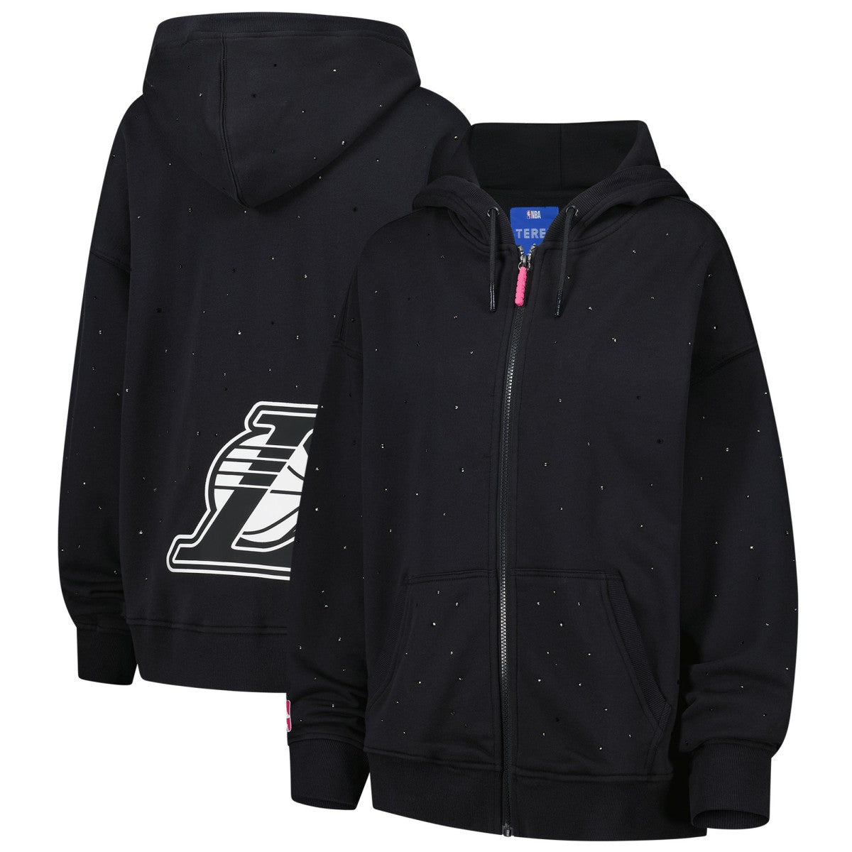 Los Angeles Lakers Terez Women's Oversized Allover Gemstone Full-Zip Hoodie - Black sale
