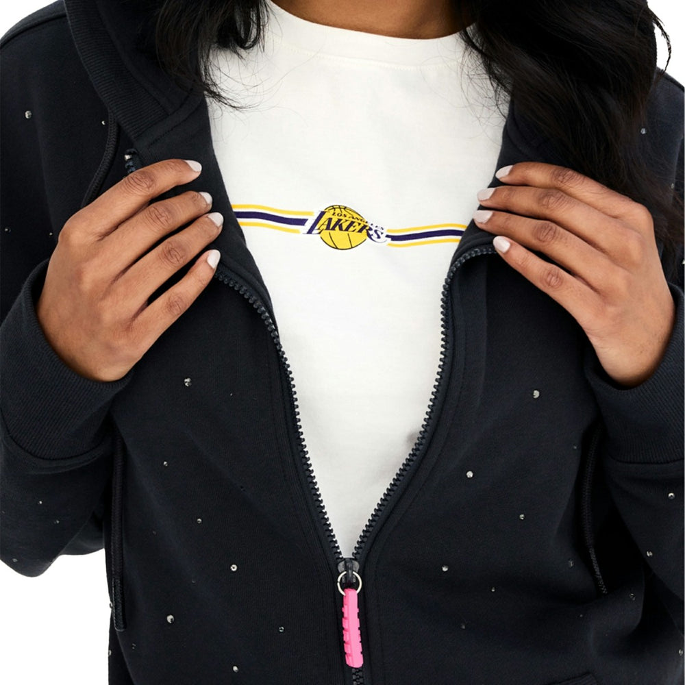Los Angeles Lakers Terez Women's Oversized Allover Gemstone Full-Zip Hoodie - Black sale