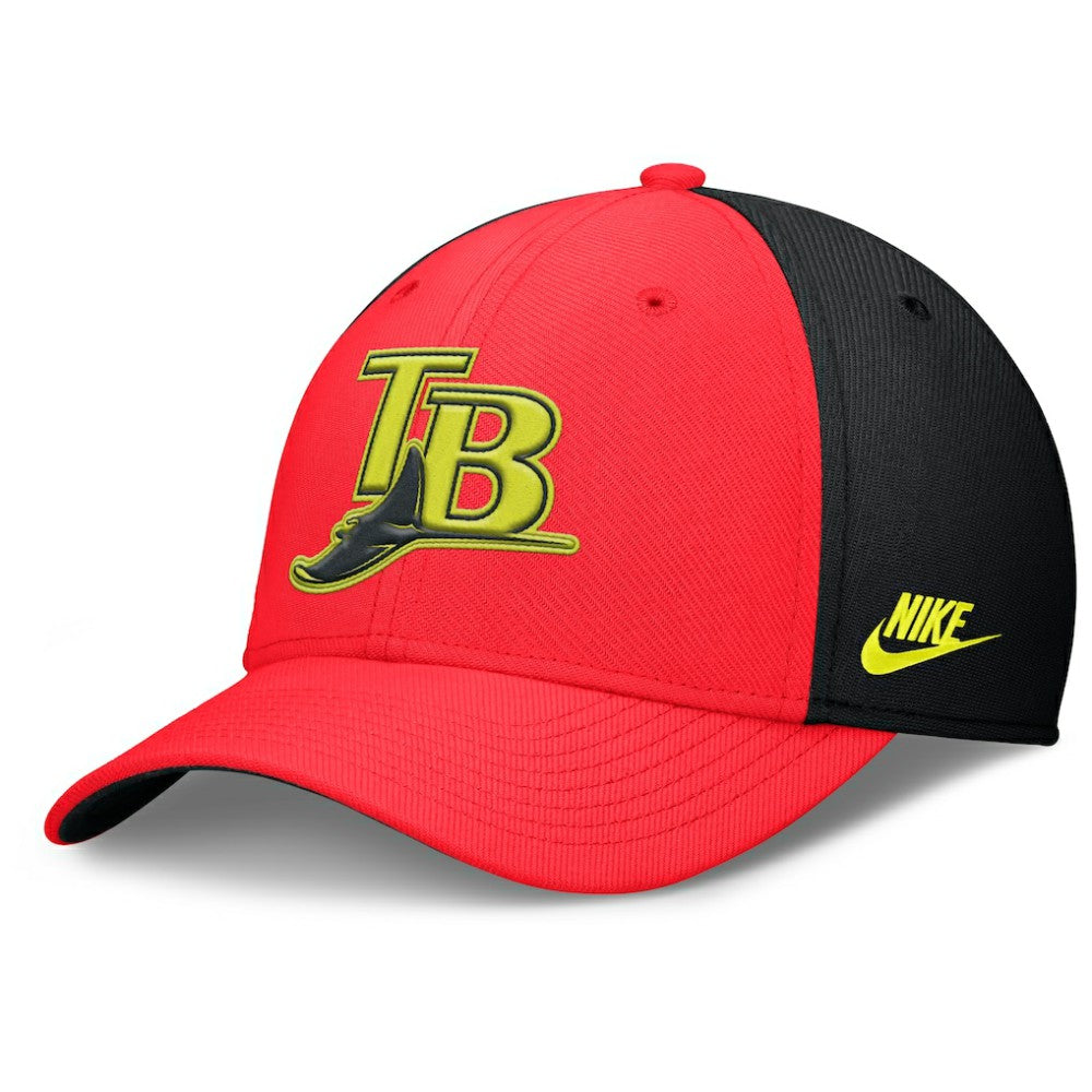 Tampa Bay Rays Neon 90s Rise SwooshFlex Hat Crimson/Black