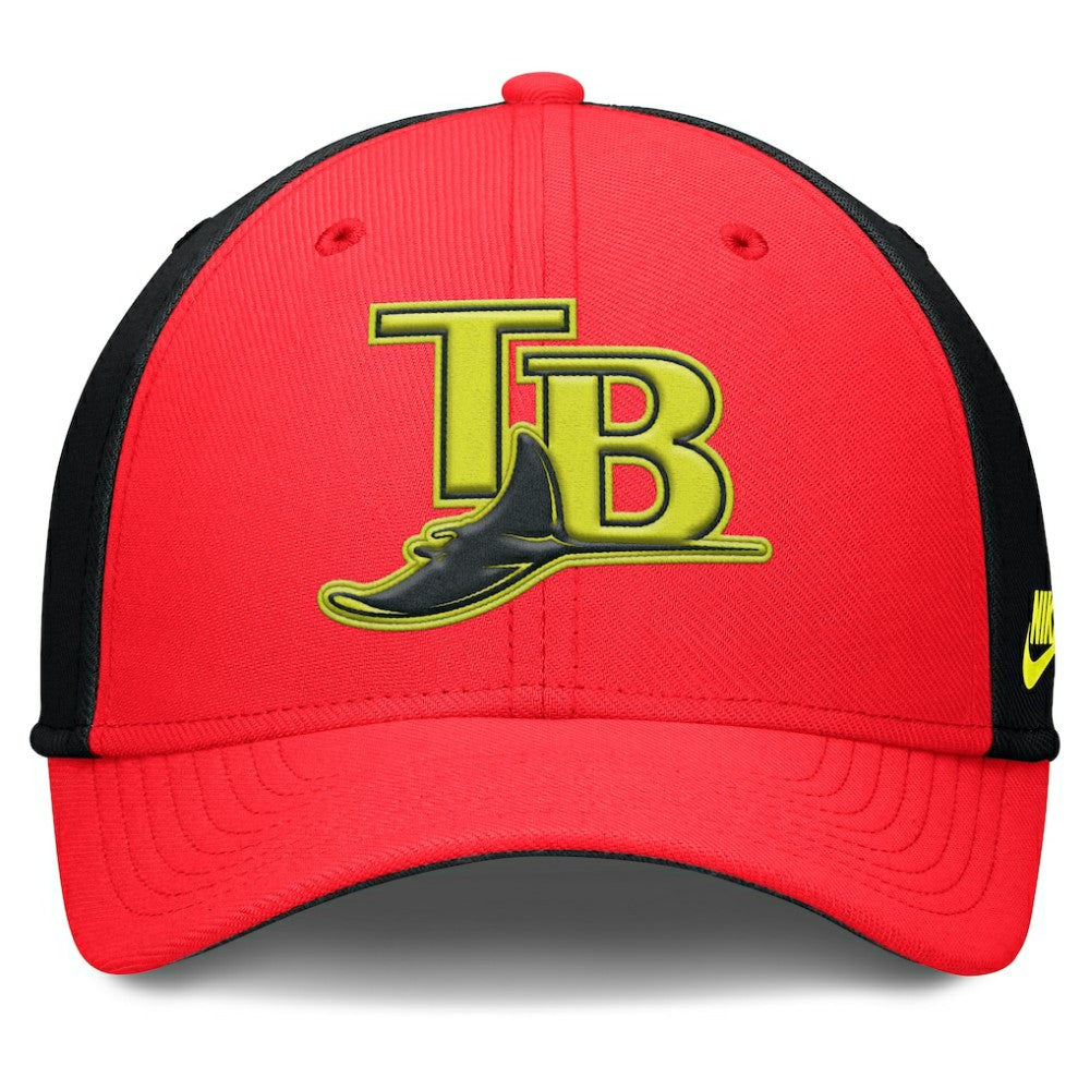 Tampa Bay Rays Neon 90s Rise SwooshFlex Hat Crimson/Black