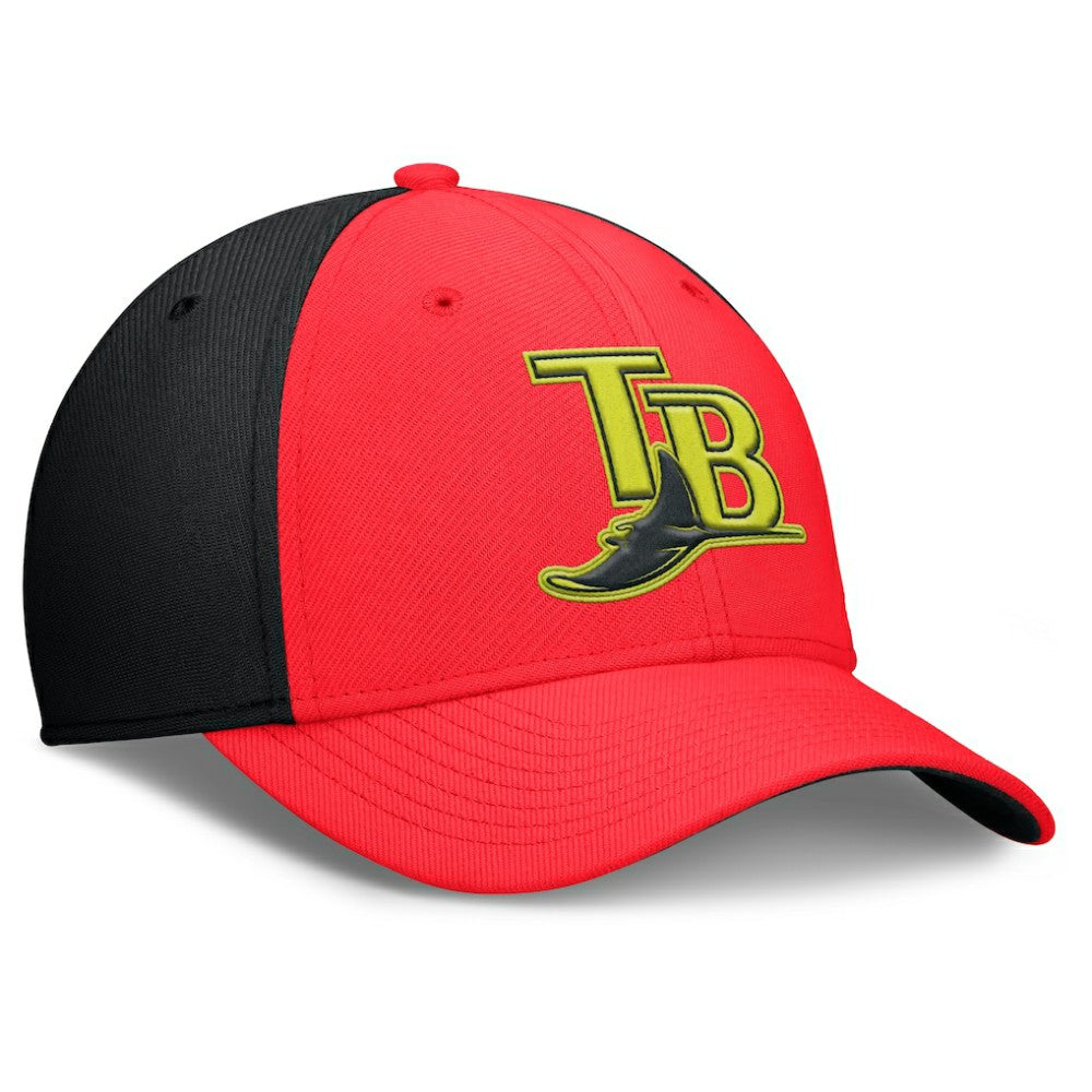 Tampa Bay Rays Neon 90s Rise SwooshFlex Hat Crimson/Black