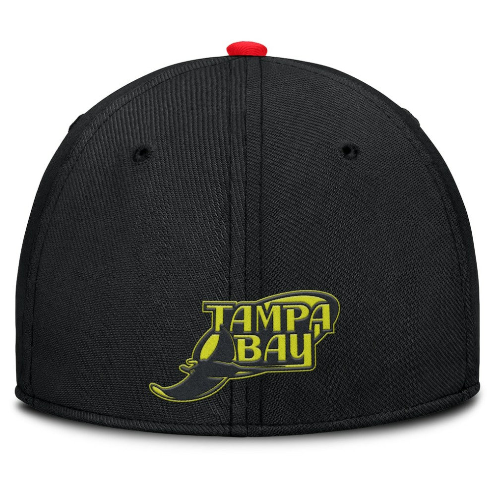Tampa Bay Rays Neon 90s Rise SwooshFlex Hat Crimson/Black