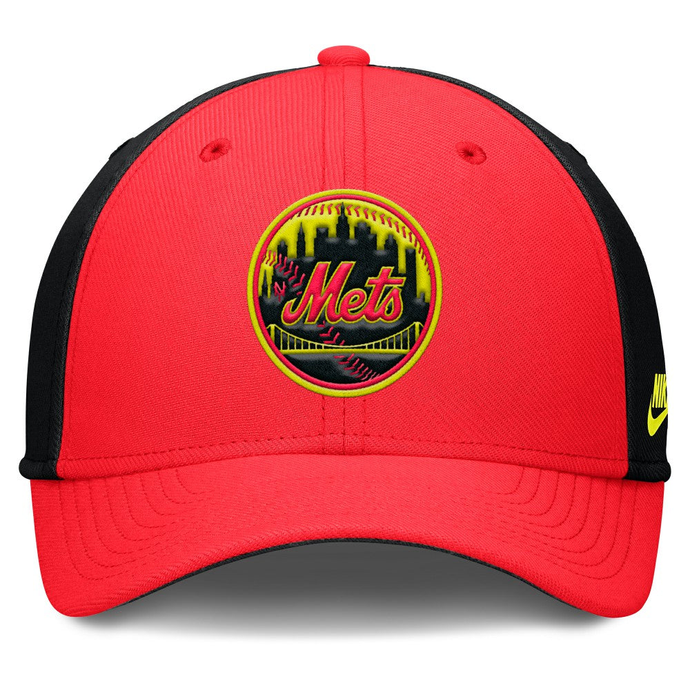 New York Mets Neon 90s Rise SwooshFlex Hat Crimson/Black