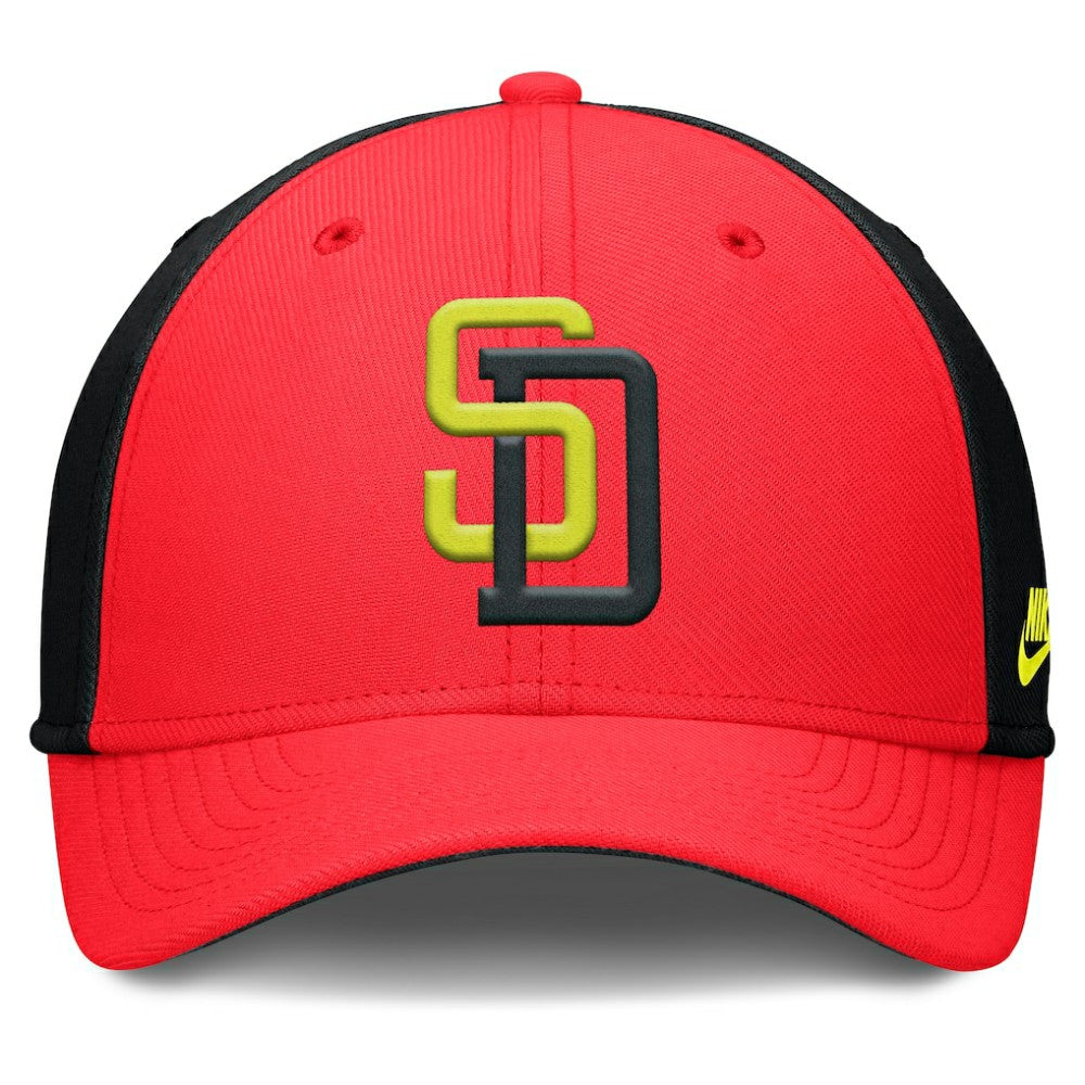 San Diego Padres Neon 90s Rise SwooshFlex Hat Crimson/Black