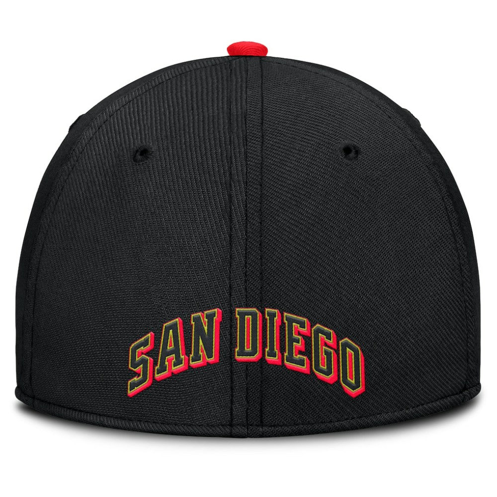 San Diego Padres Neon 90s Rise SwooshFlex Hat Crimson/Black