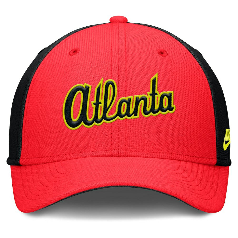 Atlanta Braves Neon 90s Rise SwooshFlex Hat Crimson/Black